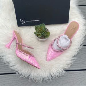 INC Pink Sparkle Pointed Pumps